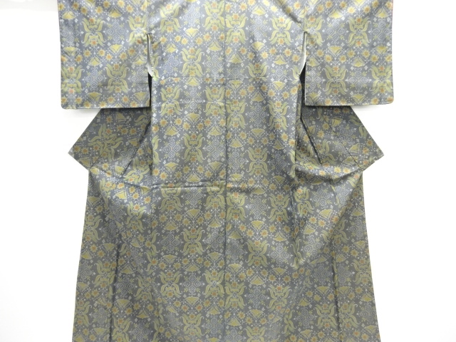 抽象草花模様織り出し西陣お召着物アンサンブル